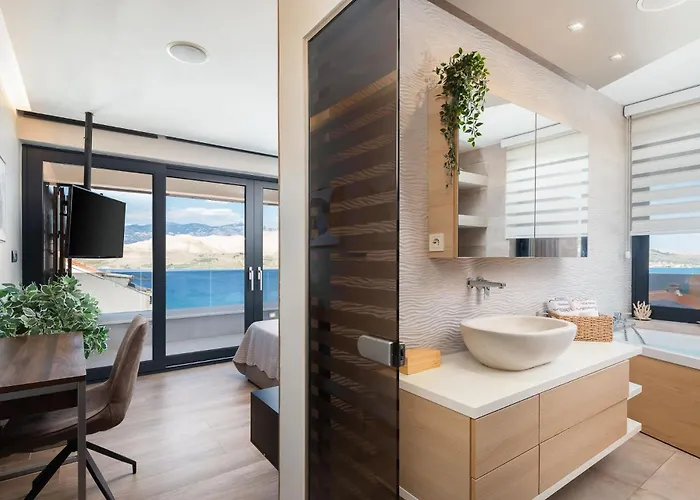 Emma On Island Pag For 14 Persons With Sea View, Wellness & Pool Heating Villa