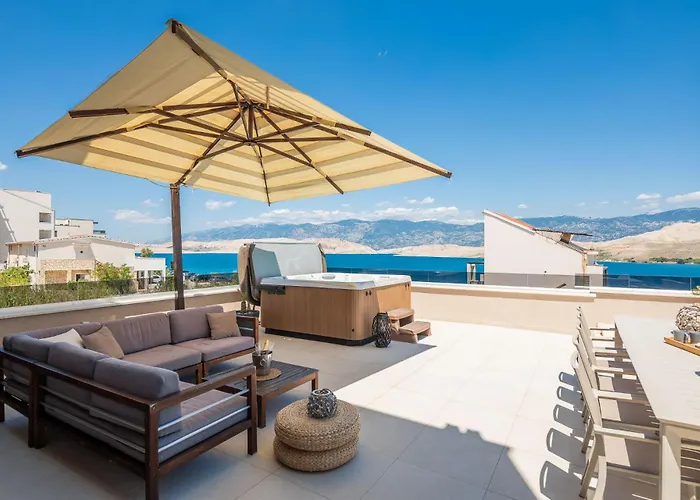 Emma On Island Pag For 14 Persons With Sea View, Wellness & Pool Heating Villa *
