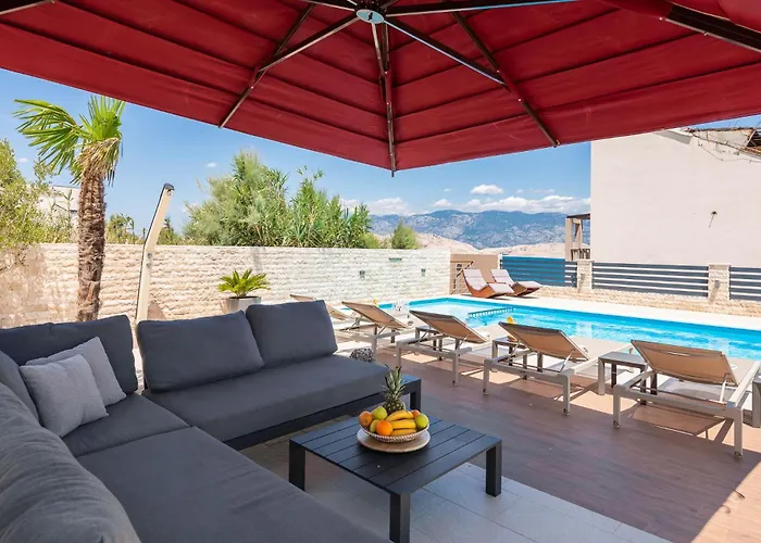 Emma On Island Pag For 14 Persons With Sea View, Wellness & Pool Heating Villa