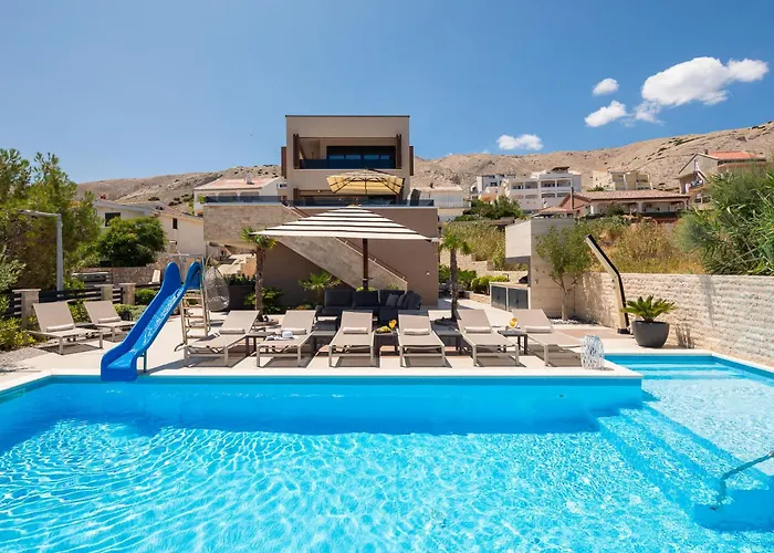 Emma On Island Pag For 14 Persons With Sea View, Wellness & Pool Heating Villa *