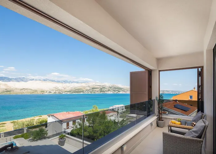 Villa Emma On Island Pag For 14 Persons With Sea View, Wellness & Pool Heating *