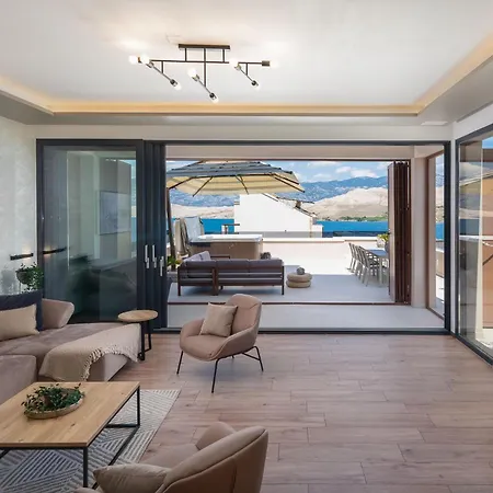 Emma On Island Pag For 14 Persons With Sea View, Wellness & Pool Heating Pag Town