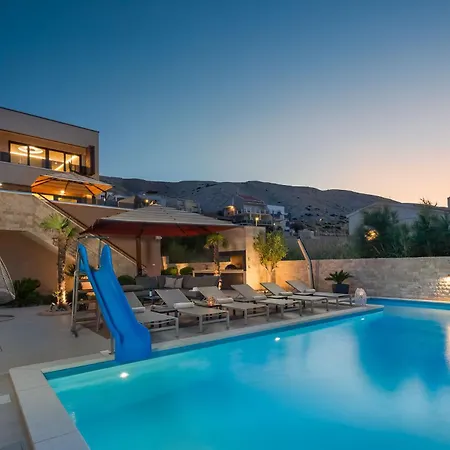 Villa Emma On Island Pag For 14 Persons With Sea View, Wellness & Pool Heating Pag Town