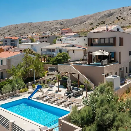 Emma On Island Pag For 14 Persons With Sea View, Wellness & Pool Heating