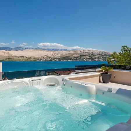 Emma On Island Pag For 14 Persons With Sea View, Wellness & Pool Heating Villa Pag Town